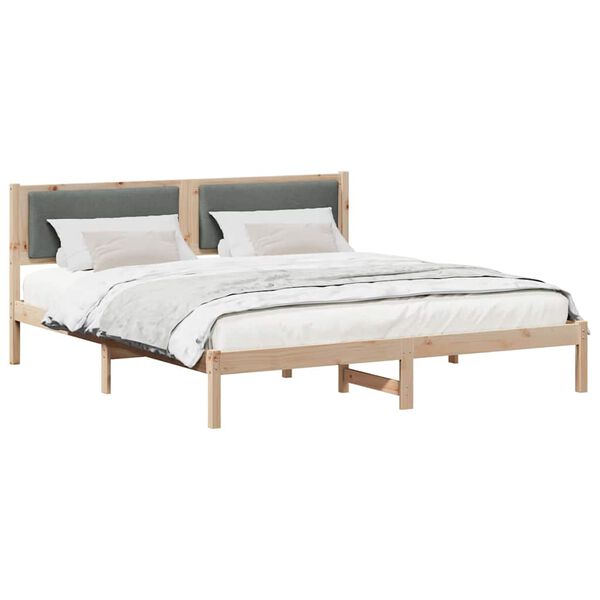 vidaXL Bed Frame with Headboard Dark Grey 200 x 200 cm Solid Pine Wood