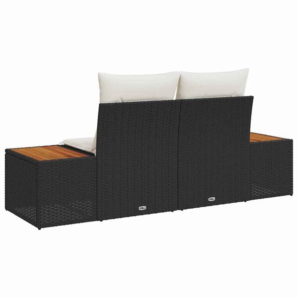 vidaXL Garden Sofa Black 184 x 62 x 85cm Poly Rattan