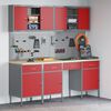 vidaXL Work Bench with Drawer 10 pcs Red 200 x 55 x 200 cm Steel