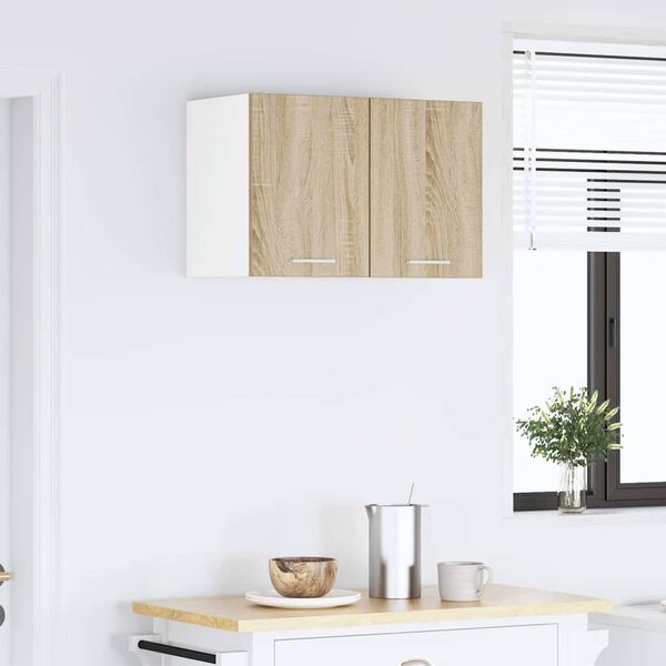 vidaXL Hanging Cabinet with Door Sonoma Oak and White 30 x 31 x 40 cm