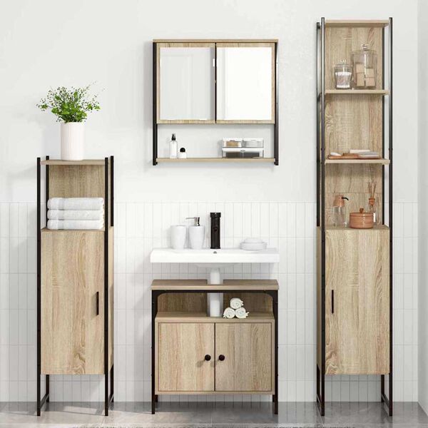 vidaXL Bathroom Furniture Set 4 pcs Sonoma Oak Engineered Wood