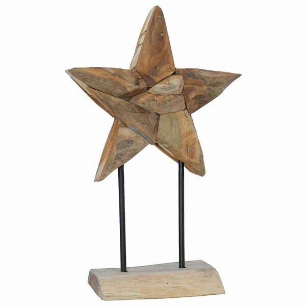 vidaXL Christmas Star Brown 30 x 5 x 45 cm Solid Teak Wood