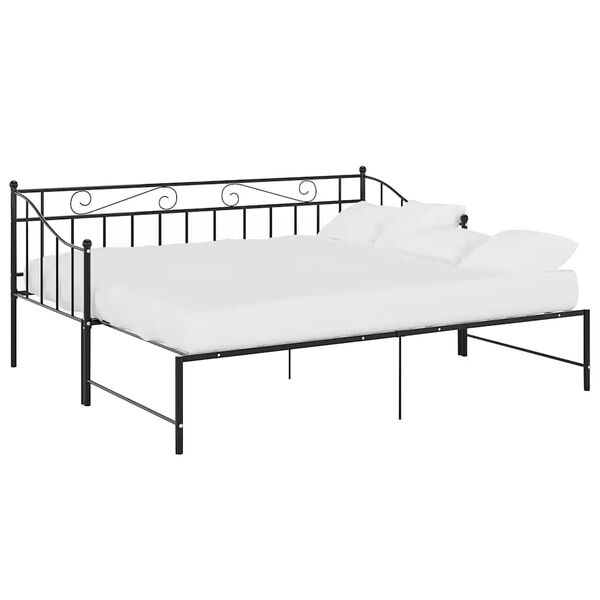 vidaXL Pull-out Sofa Bed Frame without Mattress Black Metal 90x200 cm