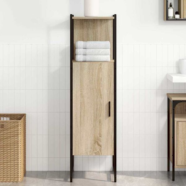 vidaXL Bathroom Cabinet Beige 33 x 33 x 120.5 cm Engineered wood