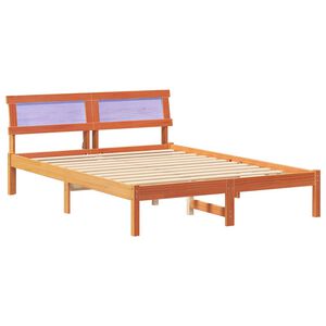 vidaXL Bed Frame with Headboard Wax Brown 140 x 190 cm Solid Pine Wood