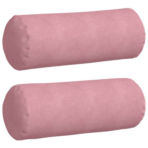 vidaXL Bolster Pillows 2 pcs Pink Ø 25 x 70 cm Corduroy Fabric
