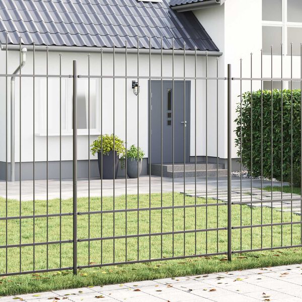 vidaXL Garden Fence 8 pcs Grey 170 x 225 cm Powder-Coated Steel