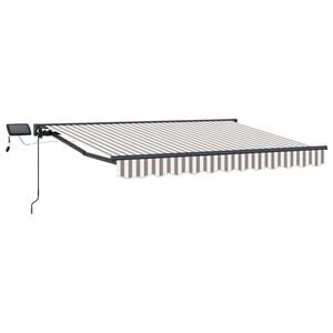 vidaXL Manual Awning Frame with LEDs Light Grey and White 5 x 3 m
