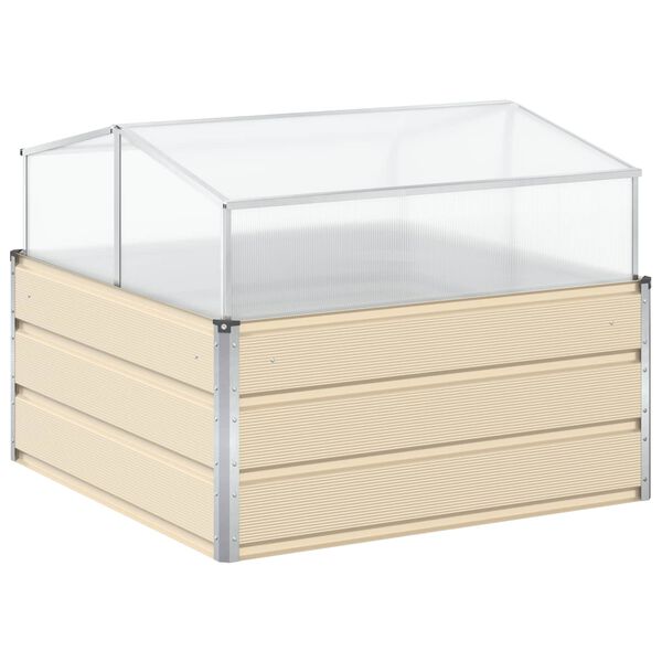 vidaXL Planter Ivory 100 x 100 x 77 cm Galvanised Steel