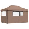 vidaXL Foldable Party Tent Pop-Up with 3 Sidewalls Brown