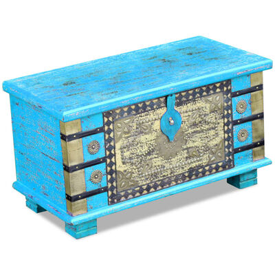 vidaXL Storage Chest Blue Mango Wood 80x40x45 cm