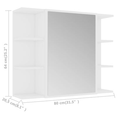 vidaXL Bathroom Mirror Cabinet White 80x20.5x64 cm Engineered Wood