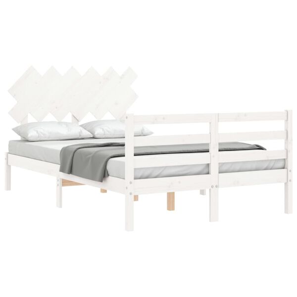 vidaXL Bed Frame without Mattress White Small Double Solid Wood