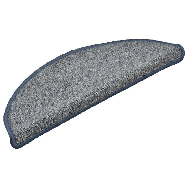 vidaXL Stair Mats 15 pcs 56x17x3 cm Light Grey and Blue Half Round