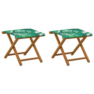 vidaXL Deck Chair 2 pcs Solid Eucalyptus Wood Leaf Pattern