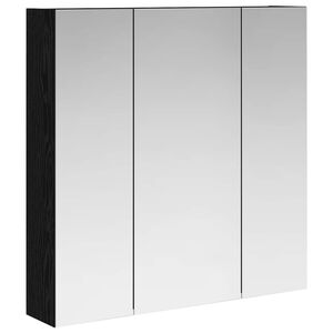 vidaXL Bathroom Mirror Cabinet Black Oak 70 x 14.5 x 70 cm