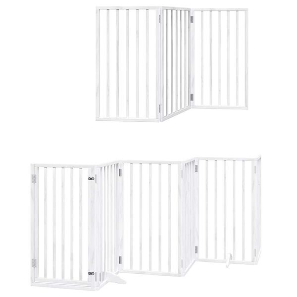vidaXL Dog Gate with Door Foldable 12 Panels White 600 cm Poplar Wood