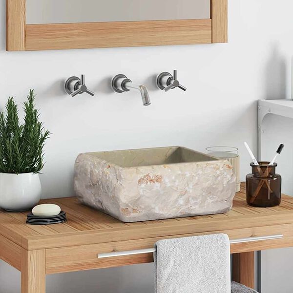 vidaXL Sink Cream 30x30x13 cm Marble