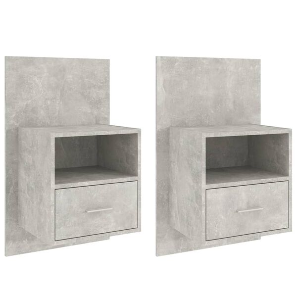 vidaXL Wall-mounted Bedside Cabinets 2 pcs Concrete Grey