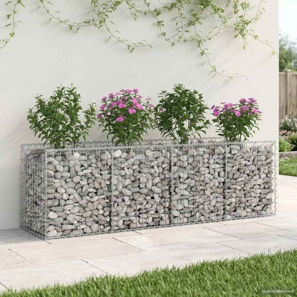 vidaXL Gabion Raised Bed Silver 200 x 50 x 60 cm Galvanised Steel