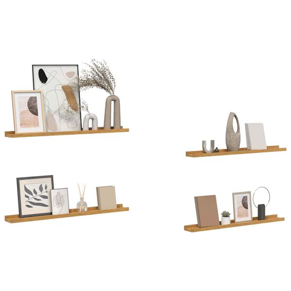 vidaXL Wall Shelf with Shelf 4 pcs Beige 80 x 9 x 3 cm Engineered Wood