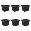 vidaXL Square Flower Pot 6 pcs Black 23 x 23 x 17.5 cm Plastic