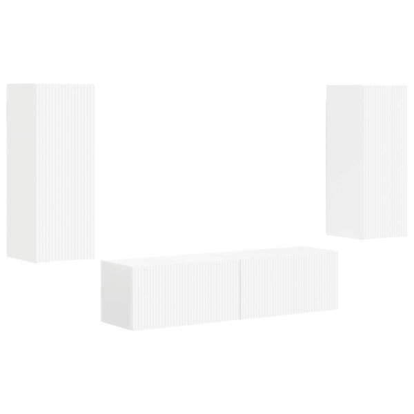 vidaXL TV Cabinet Set Wall-mounted 2 pcs White Engineered Wood