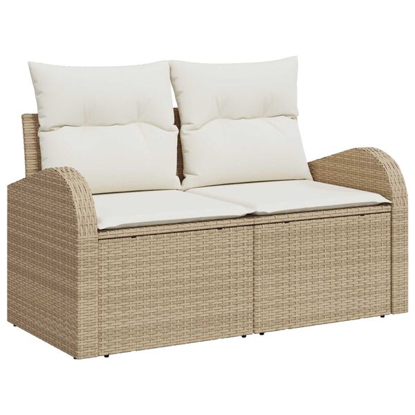 vidaXL Garden Sofa Beige 124 x 62 x 69cm Poly Rattan