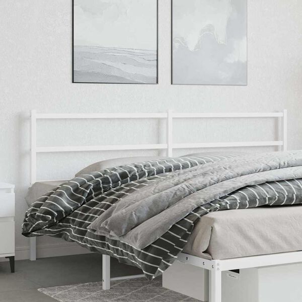 vidaXL Metal Replace Headboard White 200 cm