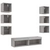 vidaXL 8 Piece TV Wall Units with LED Grey Sonoma Engineered Wood