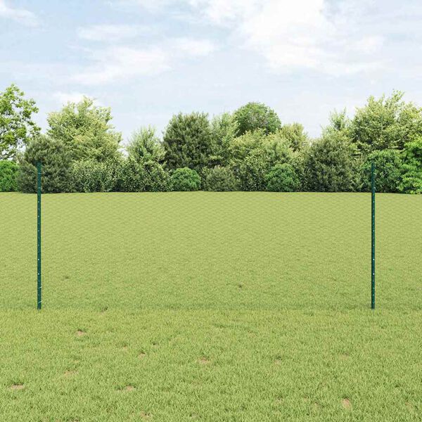 vidaXL Fence with Post Green 1 x 50 m Steel and PVC