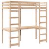 vidaXL Loft Bed Frame Natural 90 x 200 cm Solid Pine Wood