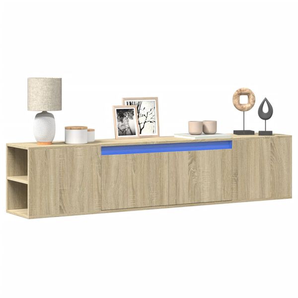 vidaXL TV Wall Cabinet with LED Sonoma Oak 180x31x39.5 cm
