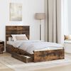 vidaXL Storage Bed with Drawer Smoked Oak 100 x 200 cm Engineered Wood