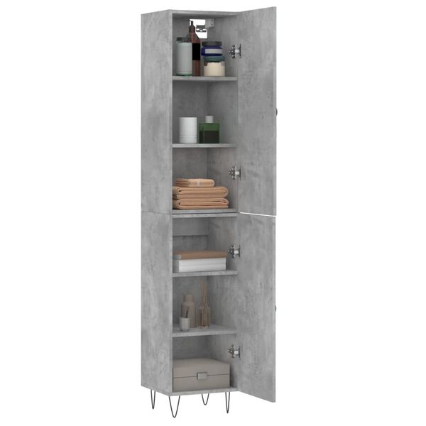 vidaXL Highboard Concrete Grey 34.5x34x180 cm Engineered Wood