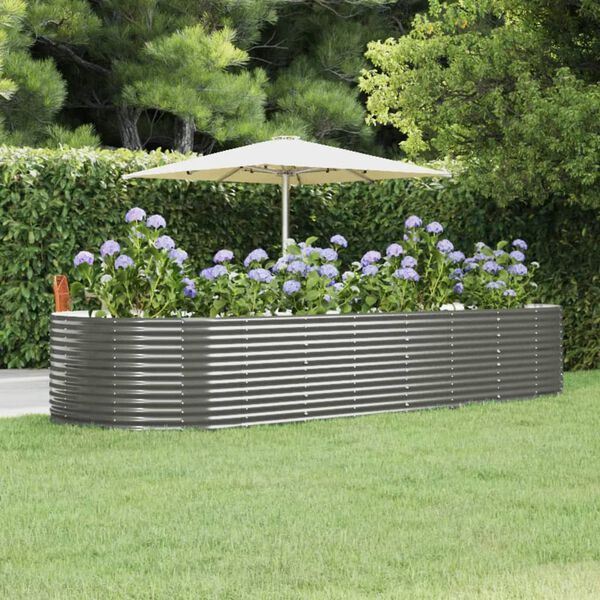 vidaXL Garden Raised Bed Grey 367x140x68 cm Galvanised Steel