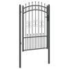 vidaXL Fence Gate with Spear Top Black 103x150 cm Powder-coated Steel