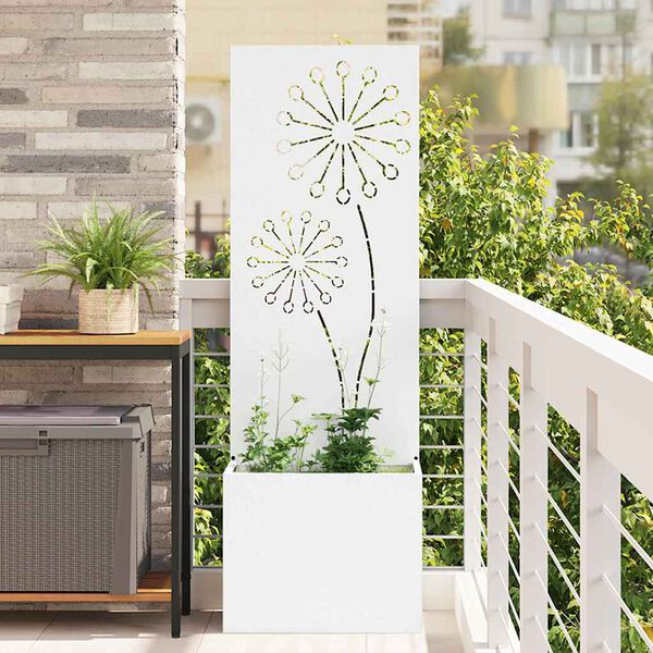 vidaXL Garden Privacy Screen White 50 x 140 cm Cold-rolled steel