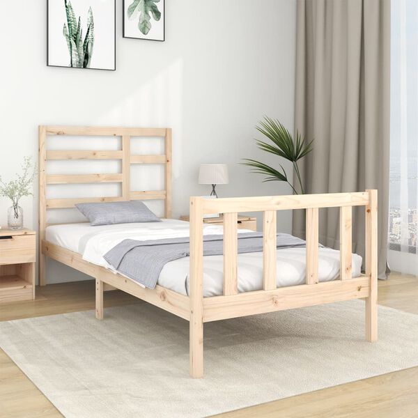 vidaXL Bed Frame without Mattress Solid Wood 75x190 cm Small Single