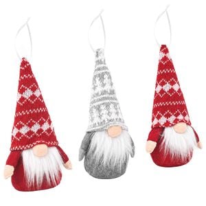 vidaXL Sitting Gnome Set 3 pcs Red and Grey 10 x 18 cm Polyester