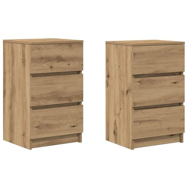vidaXL Bedside Cabinets with 3 Drawers 2 pcs Artisan Oak 39x35x65 cm