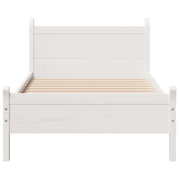 vidaXL Bed Frame without Mattress White 75x190 cm Small Single Solid Wood Pine