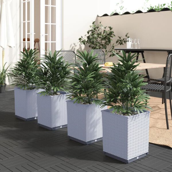 vidaXL Planters 4 pcs Light Grey 30x30x37 cm Polypropylene