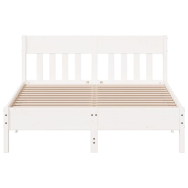 vidaXL Bed Frame without Mattress White 135x190 cm Double Solid Wood Pine