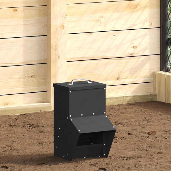 vidaXL Chicken Feeder Black 20 x 25 x35 cm Cold-Rolled Steel