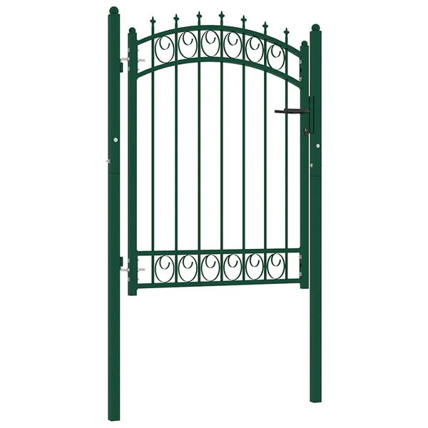 vidaXL Fence Gate with Spikes Steel 100x125 cm Green