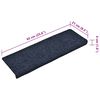 vidaXL Stair Mats Self-adhesive 15 pcs 65x21x4 cm Blue Rectangular Edge