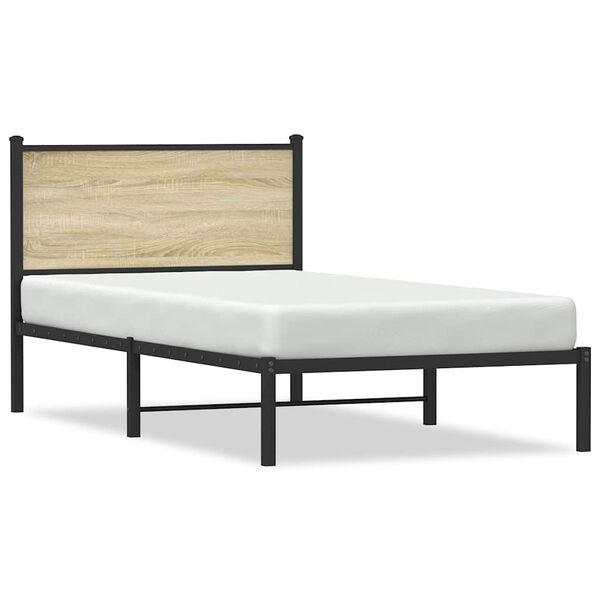vidaXL Metal Bed Frame without Mattress Sonoma Oak 100x190 cm