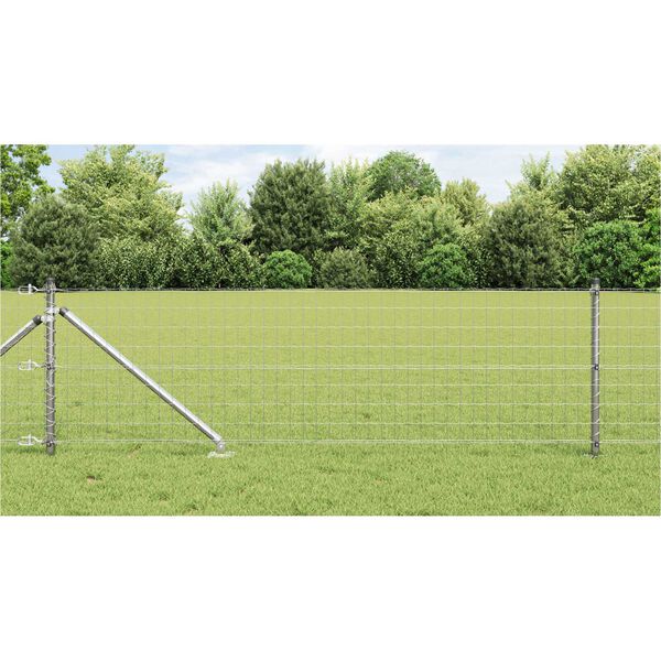 vidaXL Fence with Post Silver 0.4 x 25 m Steel