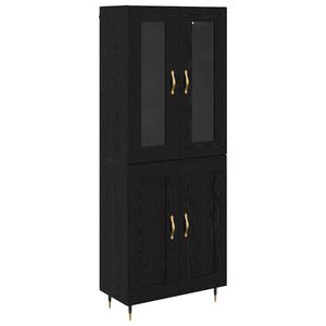 vidaXL Highboard 2 pcs Black Oak Engineered Wood
